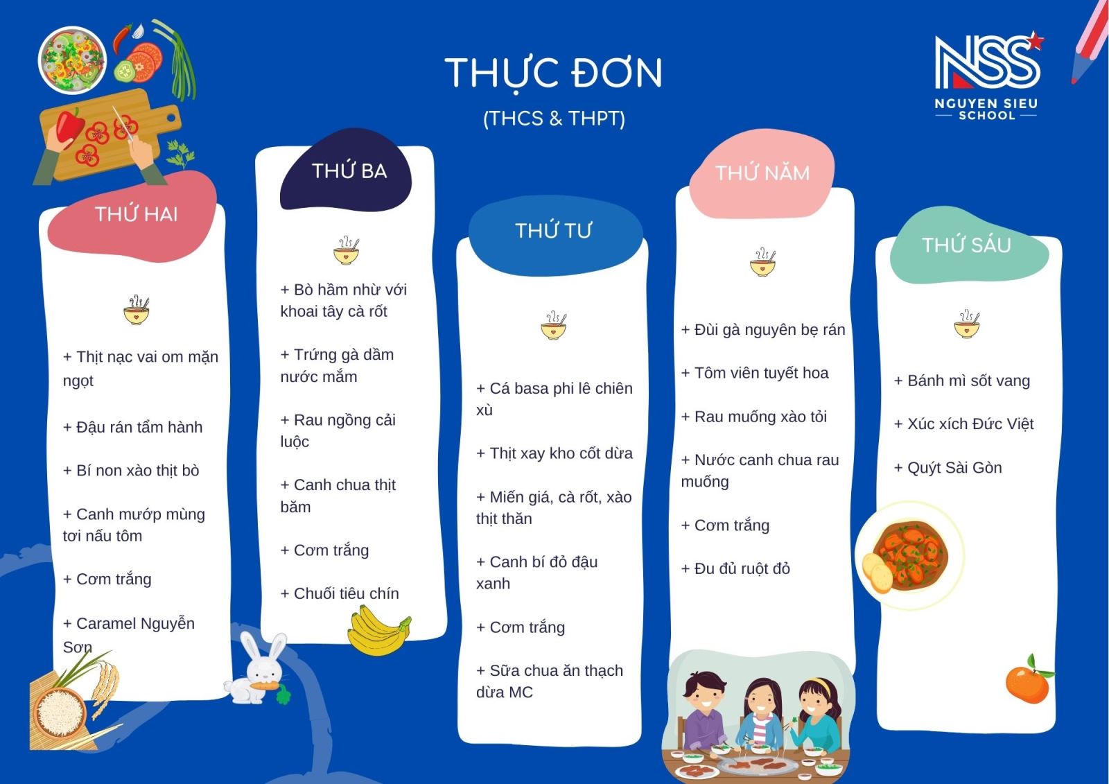 Thực đơn tuần từ 9-13/11/2020