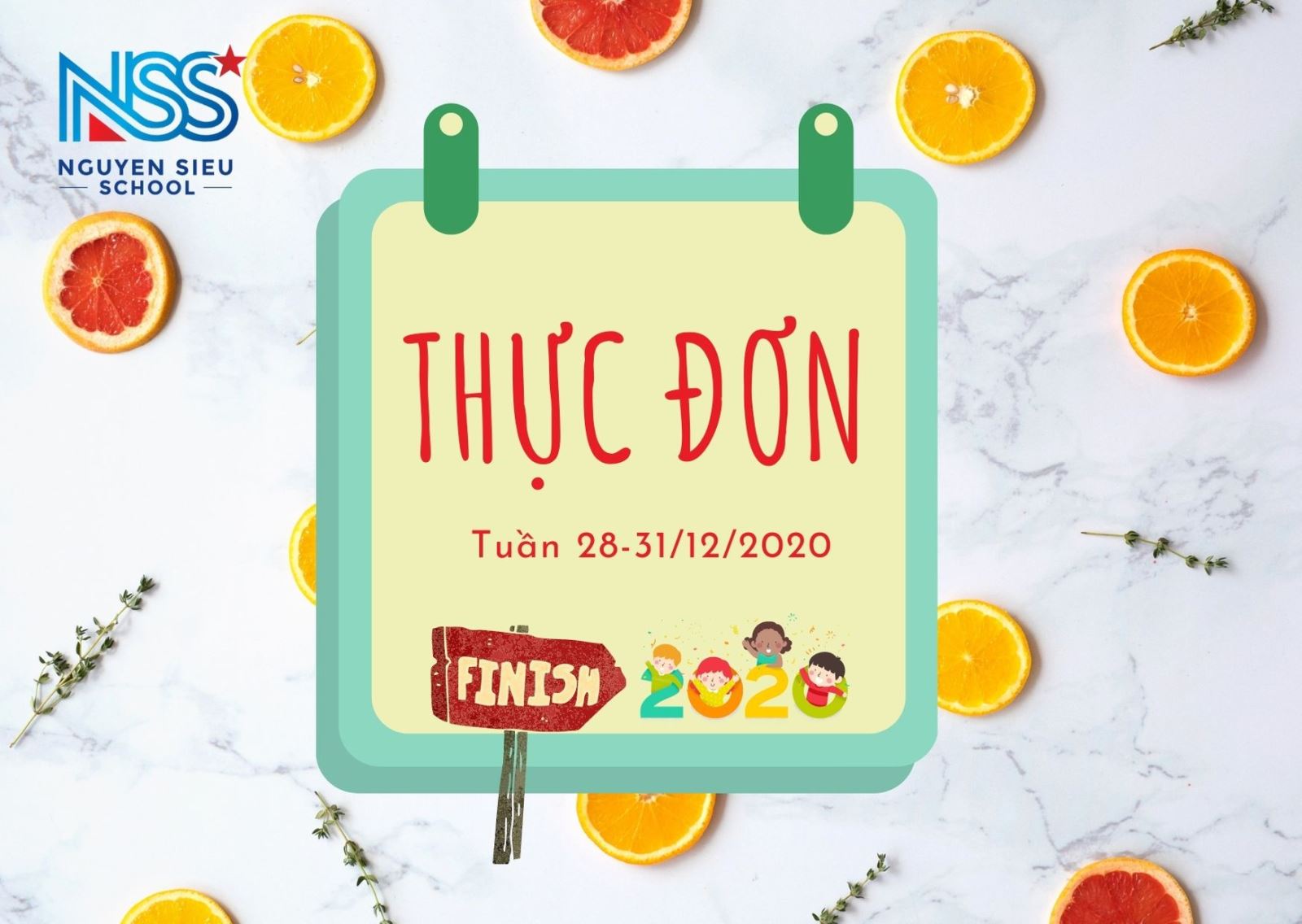 Thực đơn tuần cuối cùng của năm 2020