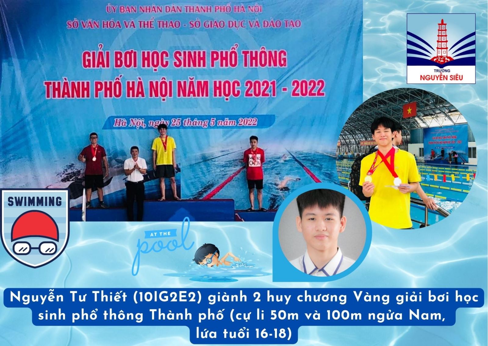 NSer chào Hè 2022 bằng loạt huy chương Vàng bơi lội cấp Thành phố