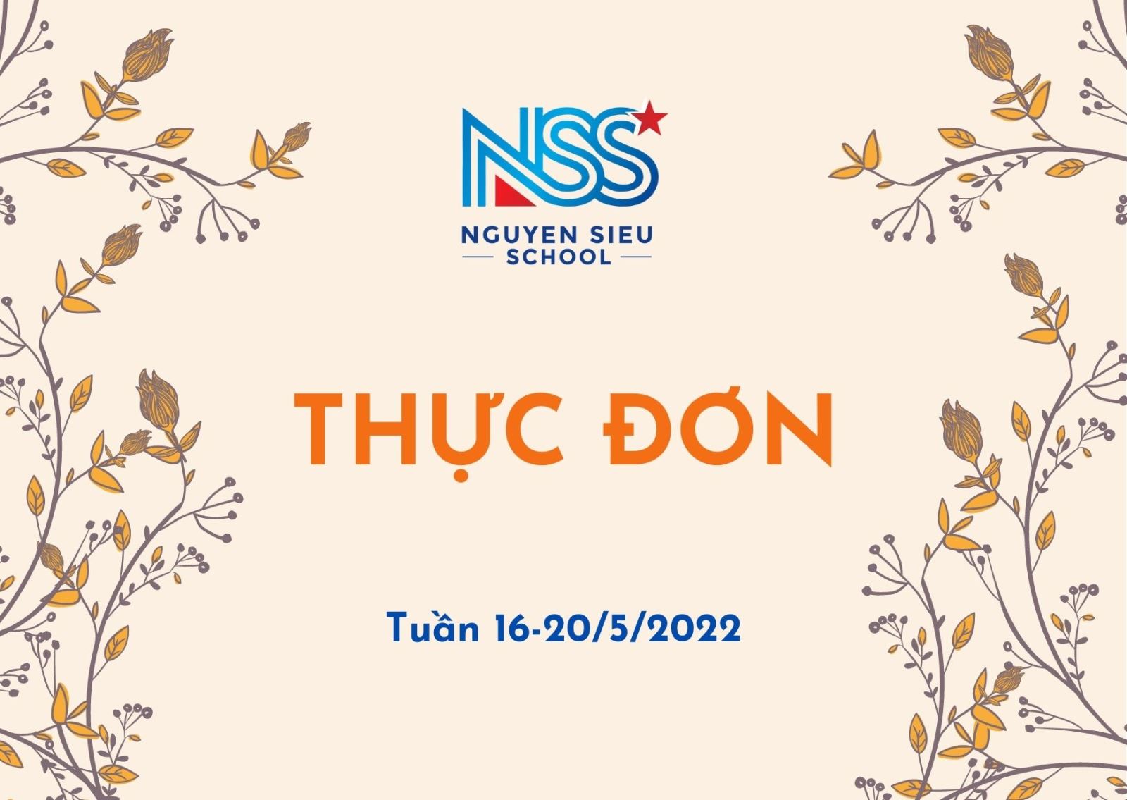 Thực đơn Tuần 16-20/5/2022