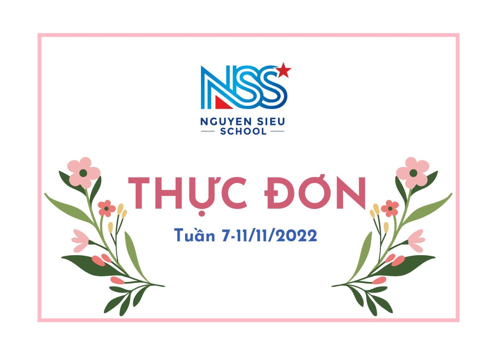 Thực đơn Tuần 7-11/11/2022