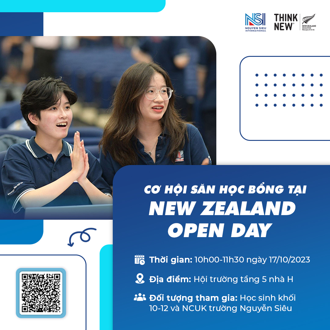 CƠ HỘI TÌM HIỂU THÔNG TIN VÀ SĂN HỌC BỔNG DU HỌC TẠI NEW ZEALAND OPEN DAY