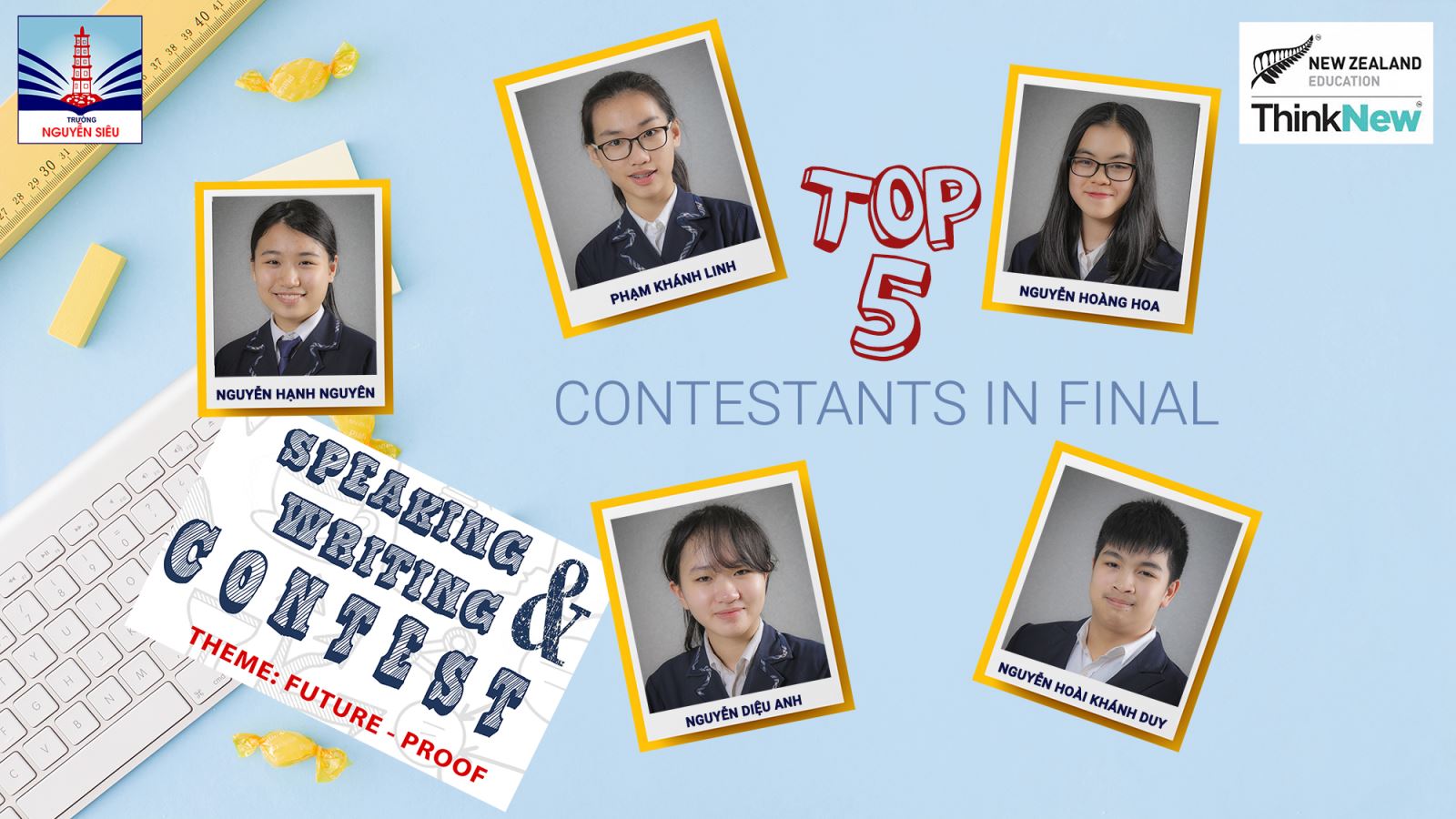 Top 5 thí sinh vào chung kết Speaking & Writing Contest