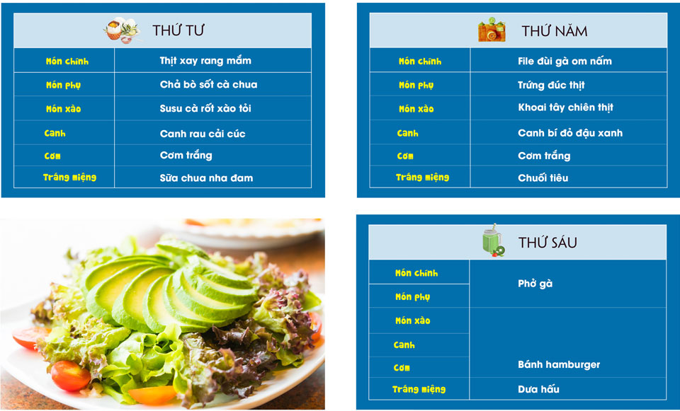 Thực đơn Tuần từ 20-24/11/2017