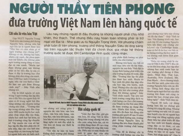 Người thầy tiên phong đưa trường Việt Nam lên hàng quốc tế