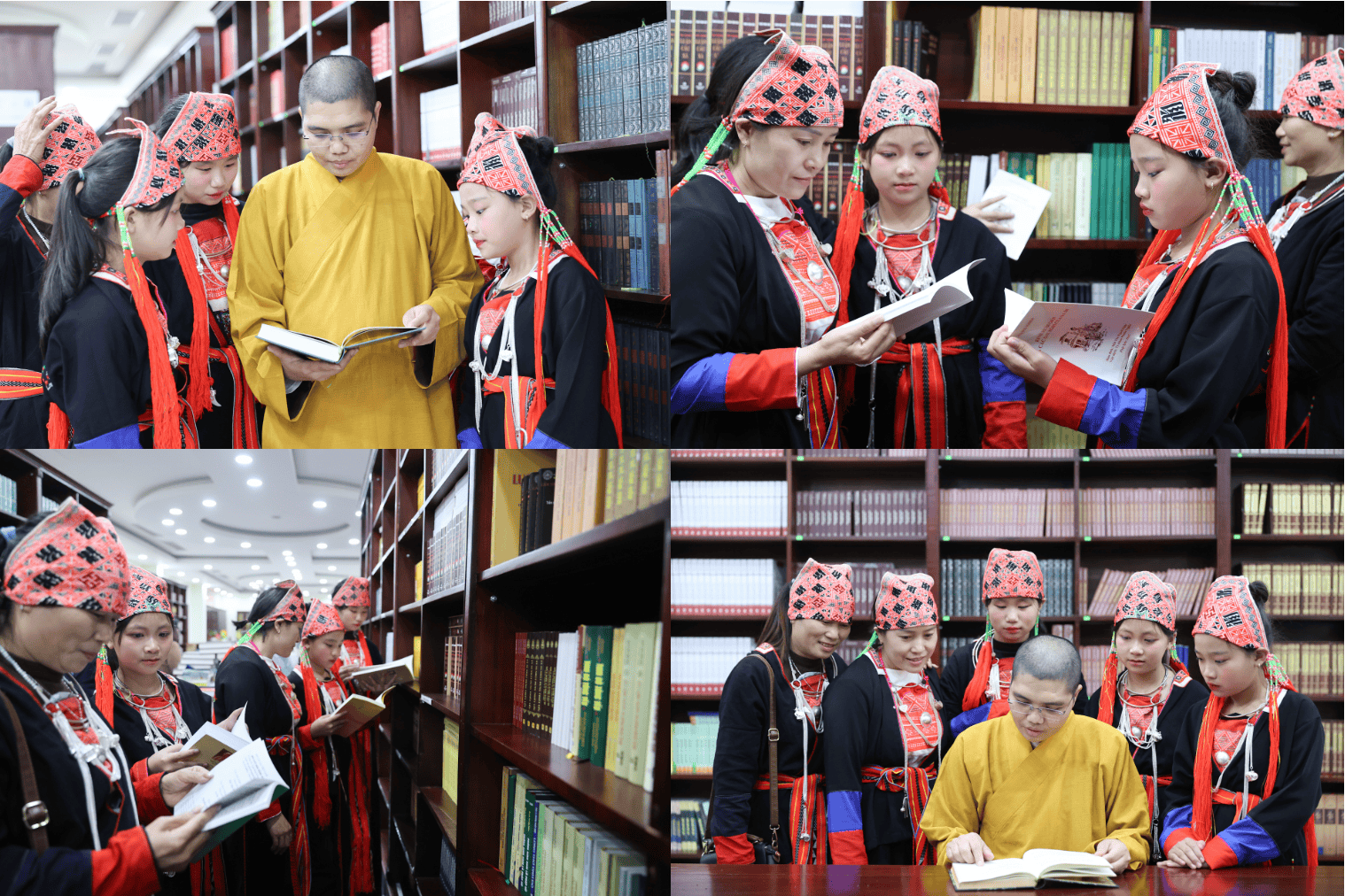 Học sinh tham quan thư viện của HVPGVN tại Hà Nội.
